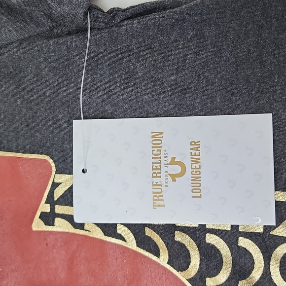 TRUE RELIGION DARK GREY WITH GOLD LOGO TEE SHIRT - Picture 6 of 8